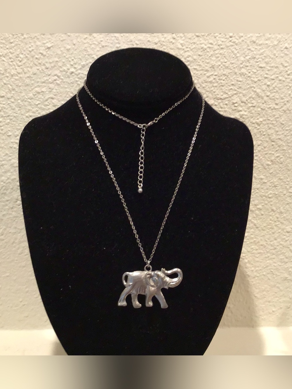 Silver Elephant Pendant Layered Necklace - Women Jewelry